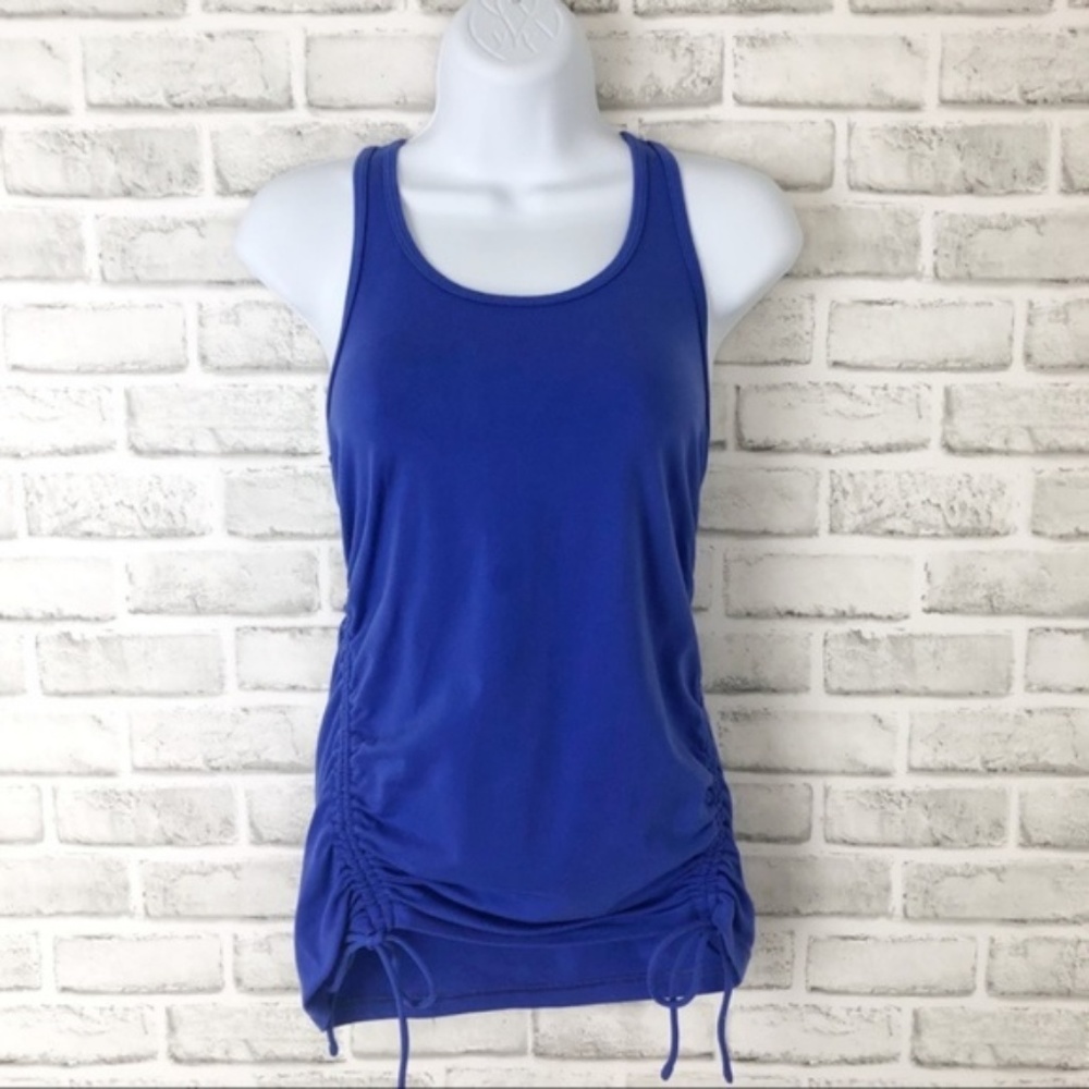 GAP FIT Drawstring Tie Side Ruched Tank Top Purple Royal Blue Active Yoga XS
